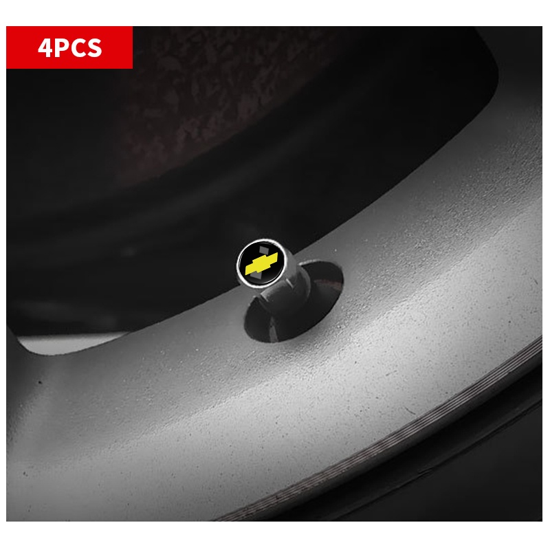 Set 4 Nắp Van Bánh Xe Hơi Bằng Kim Loại Màu Bạc / Đen Hình Lục Giác Cho Chevrolet Captiva Colorado Cruze Malibu Trax Aveo