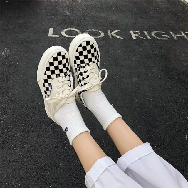Giày thể thao Vans Caro buộc dây_Giày trượt ván vans dây cổ điển đơn giản thời trang