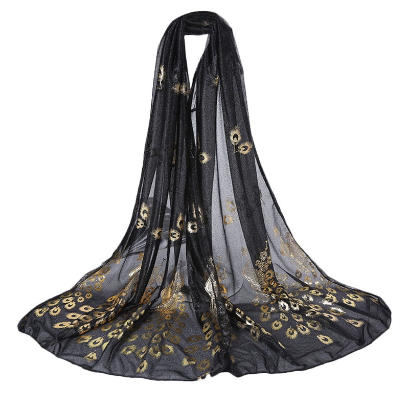 Khăn Choàng Cổ Dài Mềm Mại Thêu Họa Tiết Hoa Và Chim Công Nhiều Màu Dành Cho Nữ