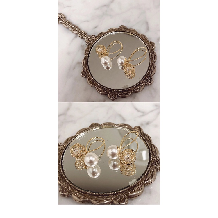 Bông Tai Nữ Hợp Kim ERASHOP 074219 - Ngoặc Châu Đá Tiểu Thư, Sang Trọng, Phù Hợp Đi Tiệc, Đi Chơi, Rẻ Đẹp