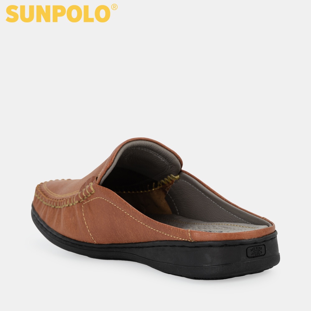Giày sục dép nam Da bò cao cấp SUNPOLO đi làm, đi chơi Màu Nâu Bò/Rêu - SPO218