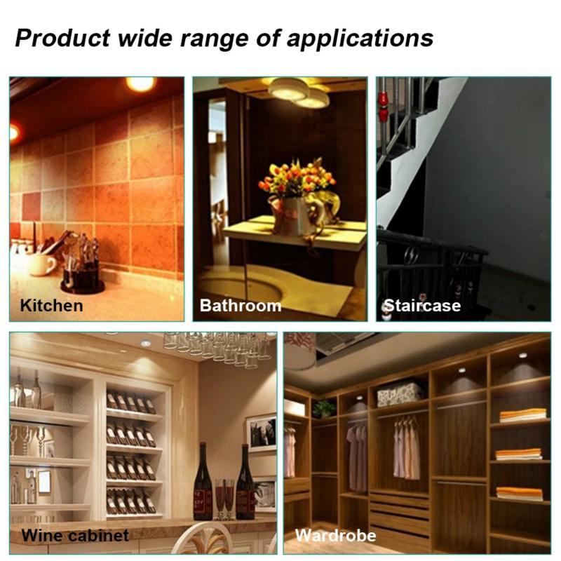 Đèn ngủ LED không dây hoạt động bằng pin gắn dưới tủ quần áo/cửa ra vào tiện dụng