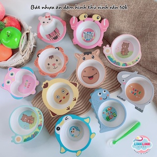 Bát ăn dặm lúa mạch, bát nhựa hình thú xinh xắn cho bé - ăn dặm linklink store