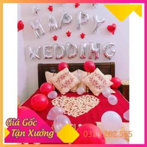 (Siêu Sale)  Bóng nhũ Bóng chữ Happy Wedding trang trí đám cưới