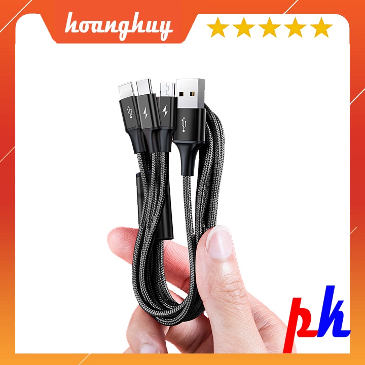 Cáp sạc 3 đầu Baseus 3A 1.2m