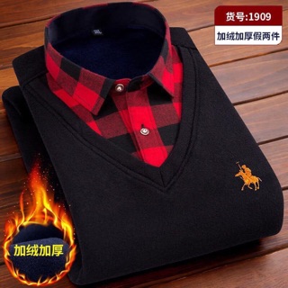 Áo nỉ phối cổ sơ mi