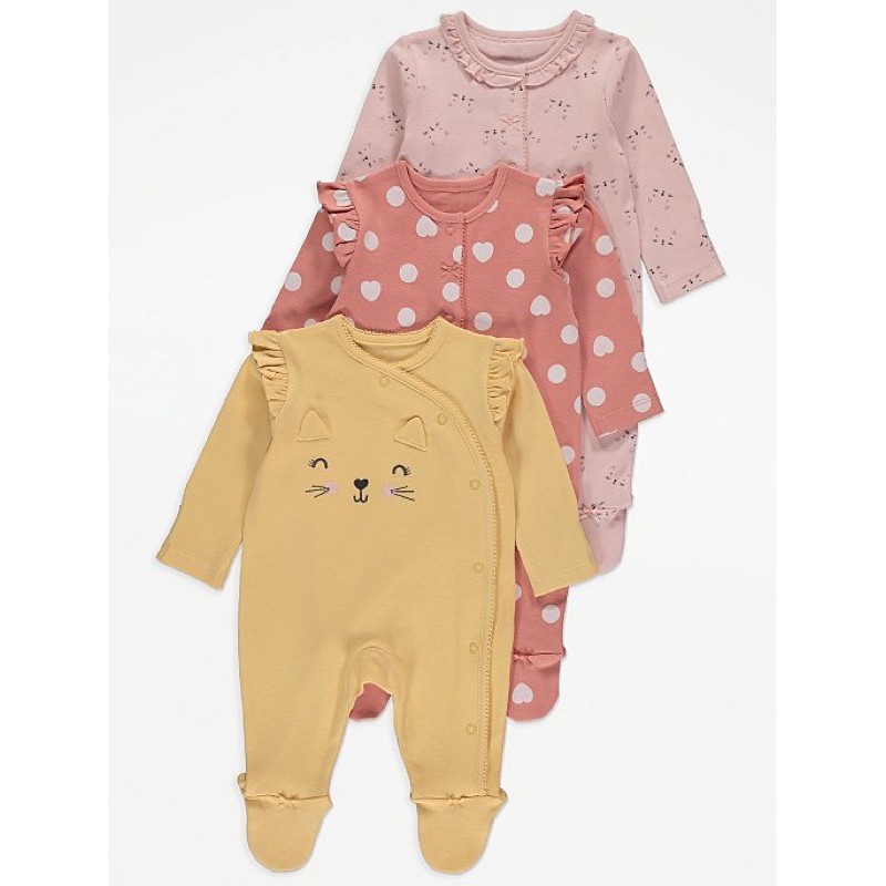 [SALE SỐC] Bộ liền thân sleepsuit xuất dư combo 3 chiếc ngẫu nhiên chất cotton cực kì mềm mát cho bé 0-24m