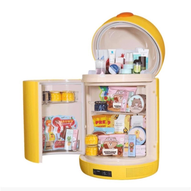 Tủ lạnh mini đựng mỹ phẩm Ccomo x Line Friends - Tủ lạnh mini kiêm loa bluetooth  - màu vàng