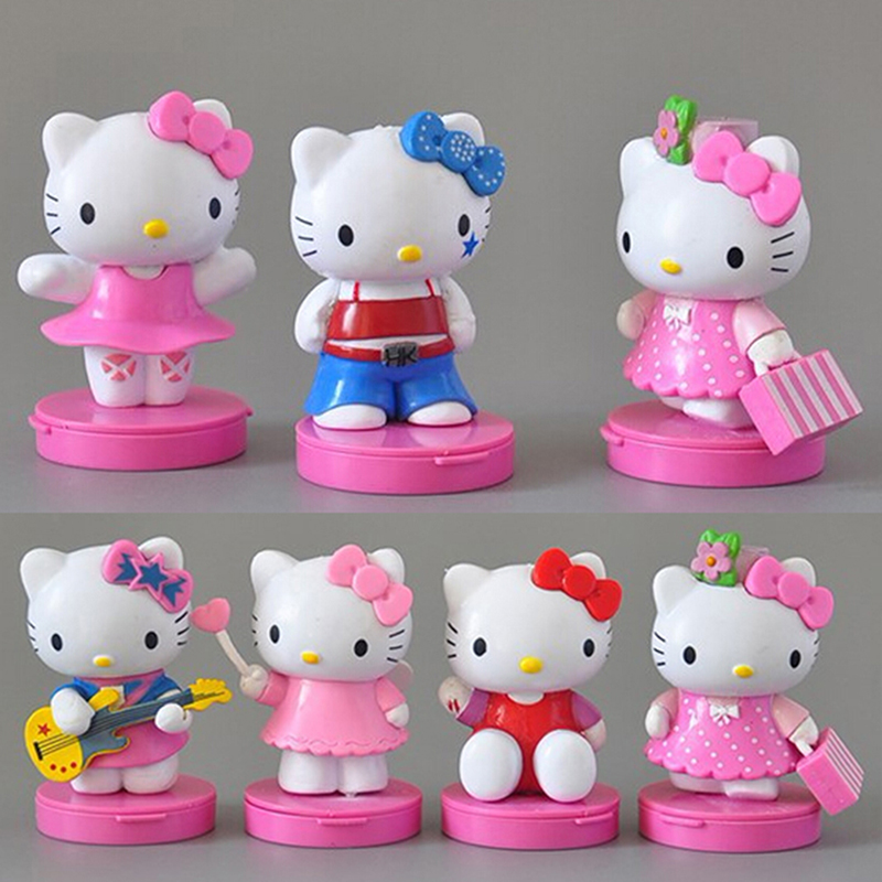 Set 8 Mô Hình Nhân Vật Hello Kitty Dễ Thương Dùng Để Trang Trí Bánh Kem