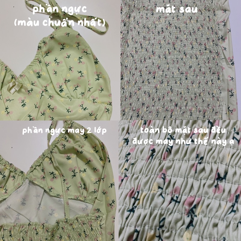 [Mã FAMARAL1 giảm 10K đơn 50K] Đầm/Váy 2 dây xanh hoạ tiết hoa nhí xinh xắn | BigBuy360 - bigbuy360.vn