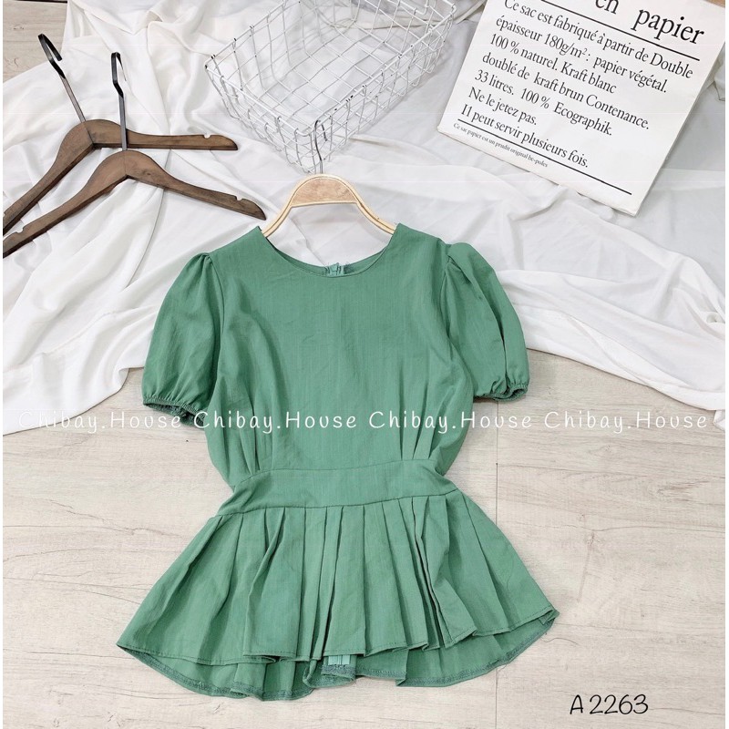 Áo peplum xếp li ( hình thật shop chụp, đổi trả nếu không giống hình )