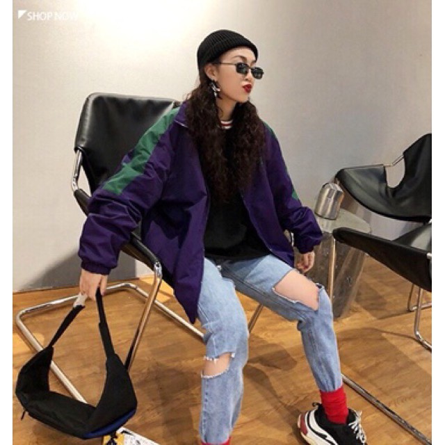 Áo khoác dù màu tím mộng mơ