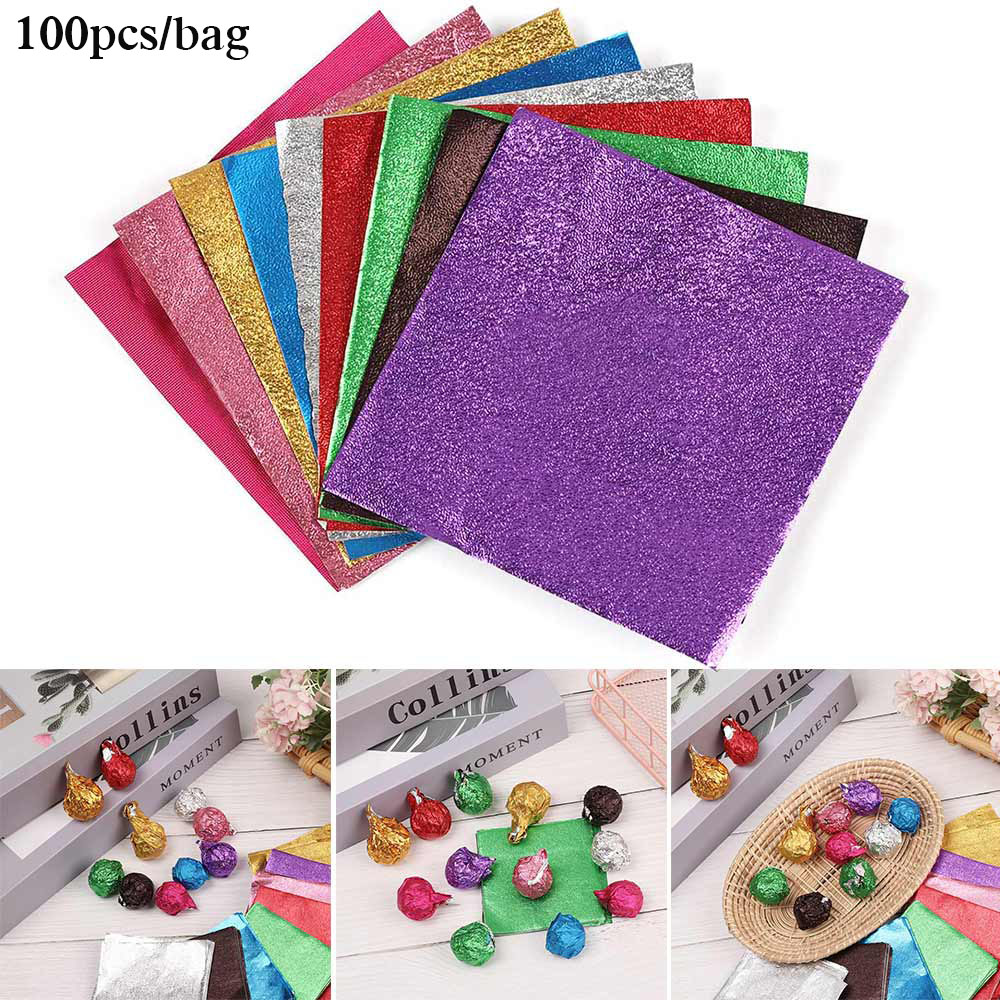 Set 100 Giấy Thiếc Mạ Vàng Nhiều Màu Sắc Chuyên Dụng Cho Trang Trí Tiệc Cưới