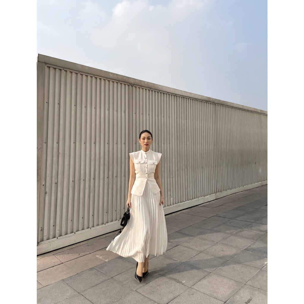 Áo tweed trắng thiết kế - Cassia Shirt