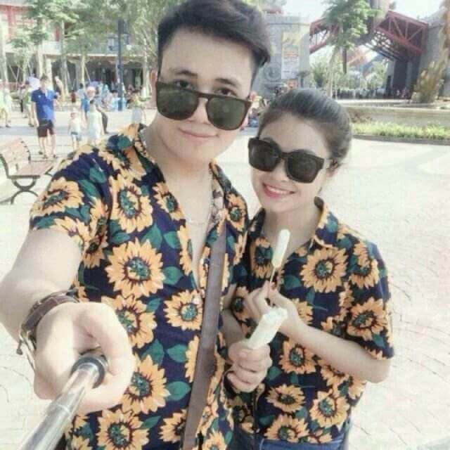 Áo sơ mi hoa hướng duơng. Vải kate thái mềm mịn