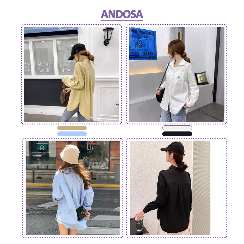 Áo sơ mi nữ tay dài form rộng đẹp kiểu công sở hàng nhập Quảng Châu ANDOSA SM16