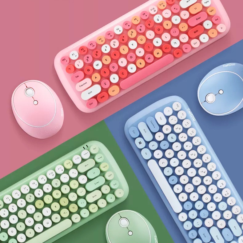Bàn phím Mofii Candy kèm chuột ko không dây BUZZ TECH bộ bàn phím kết nối bluetooth với máy tính bàn pc bảng tablet