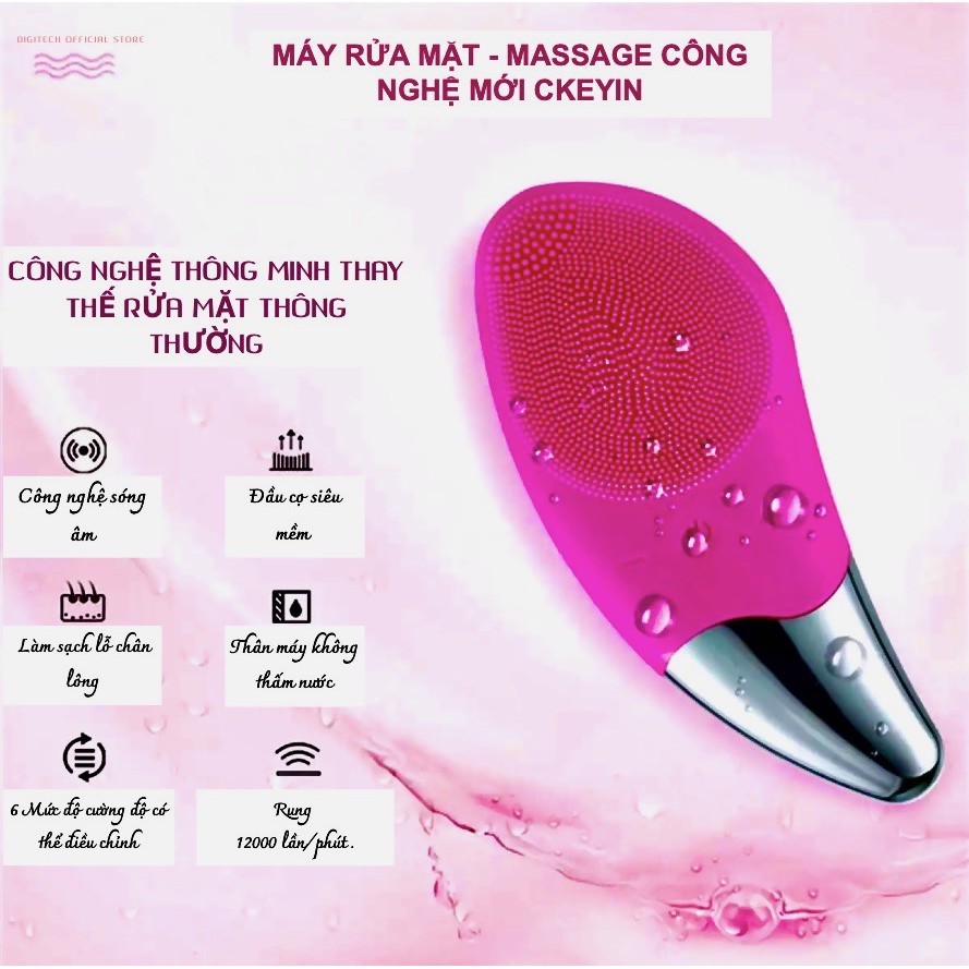 Máy rửa mặt Silicone CkeyiN MR336 chống thấm nước- rung 12.000 lần/phút