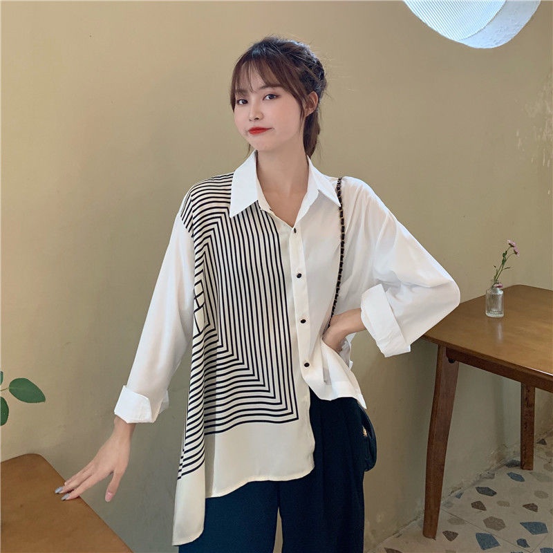 Sơ Mi Nữ Dài Tay Dáng Rộng Kẻ Sọc 573