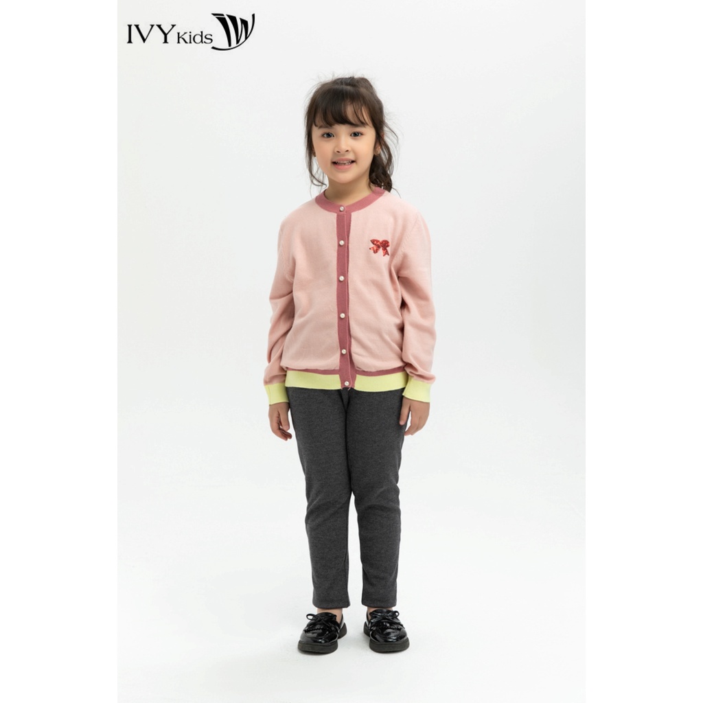 [NHẬP WABRTL5 GIẢM 10% TỐI ĐA 50K ĐH 250K ]Áo cardigan len phối màu bé gái IVY moda MS 77G0784