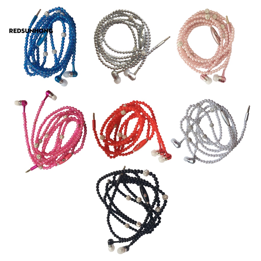 [RSH.z] Tai Nghe Nhét Tai Có Dây Chuỗi Ngọc Trai Giả Bằng ABS Cách Âm Dùng Làm Quà Tặng Sinh Nhật