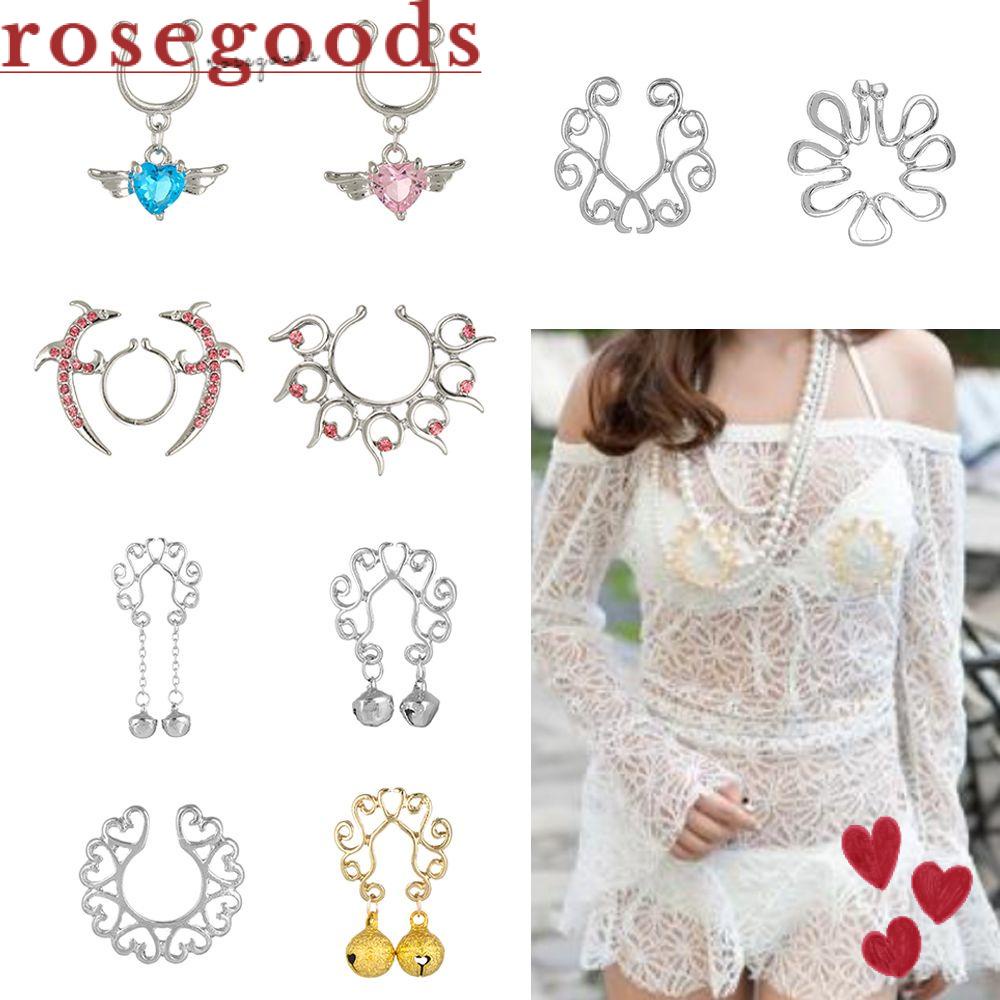 ☆Hoa Hồng☆ Khuyên Xỏ Ngực Giả Bằng Thép 316L Gợi Cảm Cho Nữ