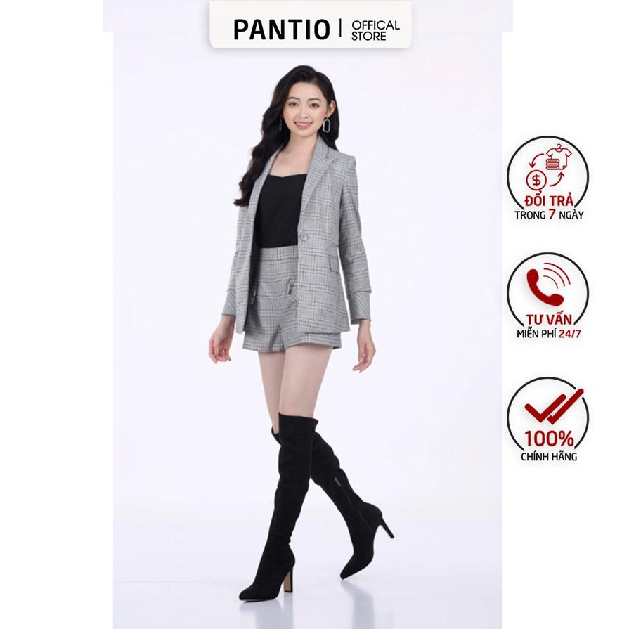 BAV92384 - ÁO VEST sọc caro to cổ tay xẻ ống cách điệu 2 tầng - PANTIO