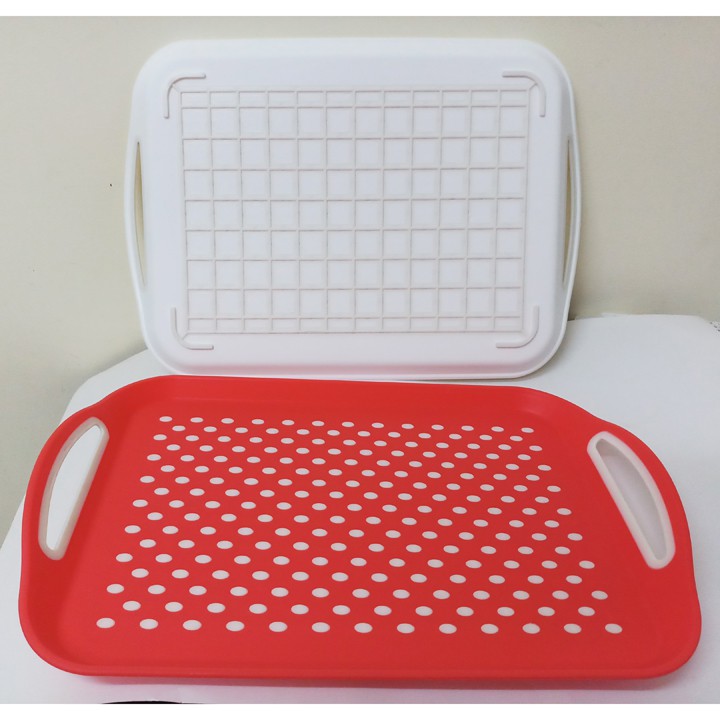 khay nhựa chống trượt cả 2 mặt, có 2 quai CAO CẤP 41x29x4,8cm. K162