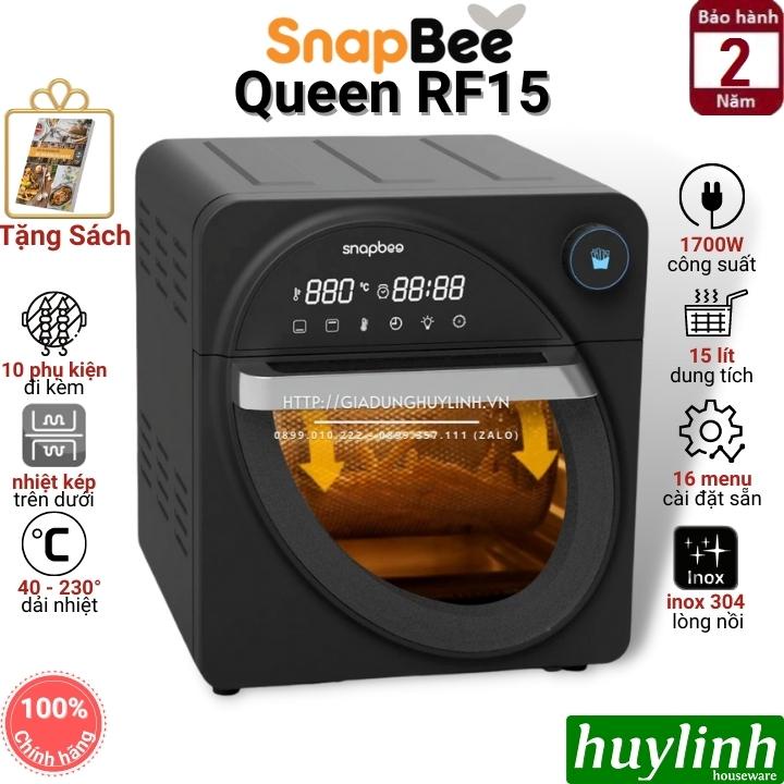 [Mã ELHAMS5 giảm 6% đơn 300K] Nồi chiên không dầu điện tử Snapbee Queen RF15 - 15 lít - Tặng sách công thức