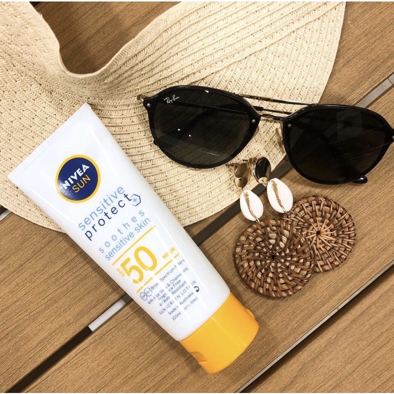 [Bill Úc]Kem chống nắng Nivea UV Face Smoothing Sensitive Sun Cream SPF 50+ PA++++ 100ml