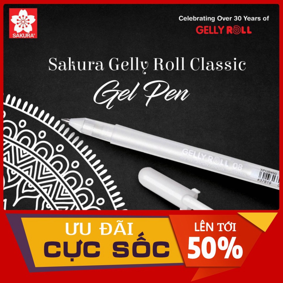 Bút Gel Nhũ Trắng Sakura Gelly roll  Nét 0.8mm