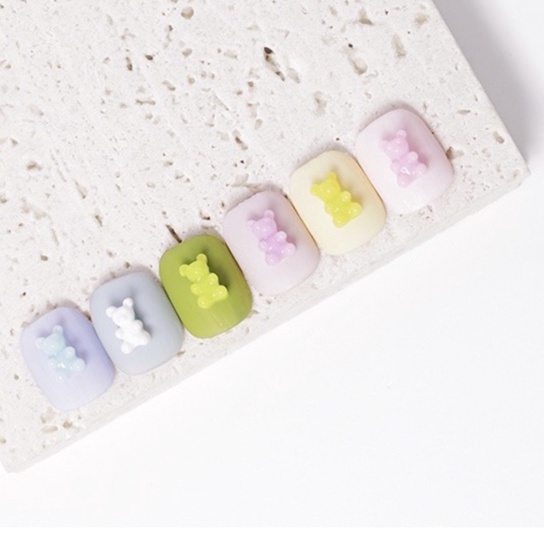Charm (C343) slime/ Dụng Cụ Charm Trang Trí/ Làm Nail [Ko Keo &amp; Nút] Hình Gấu màu Pastel - Giá 1 cái ưu