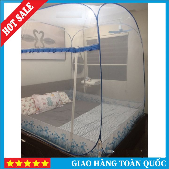 Mùng Chụp Tự Bung Đỉnh Vuông Hoài Phát - Màn Chụp Tự Bung Người Lớn Gấp Gọn Có Viền Chân Siêu Bền