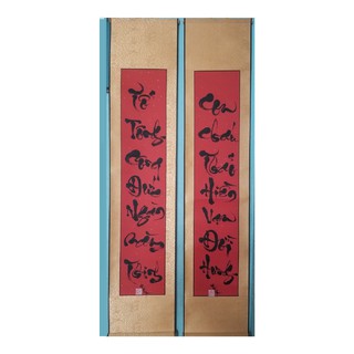Câu đối thư pháp, câu đối tết. kích thước 20cm x 130cm