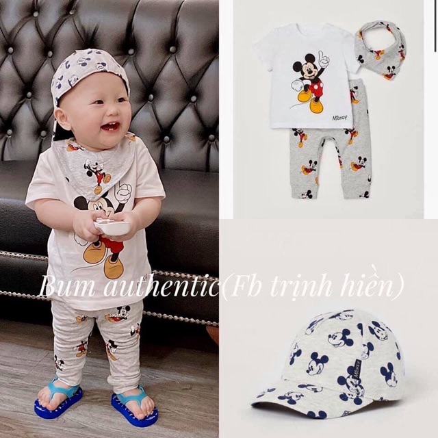 Set 3 chi tiết HM hình Mickey cho bé trai/bé gái