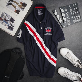 Áo Polo Giordano Sọc Xéo Navy
