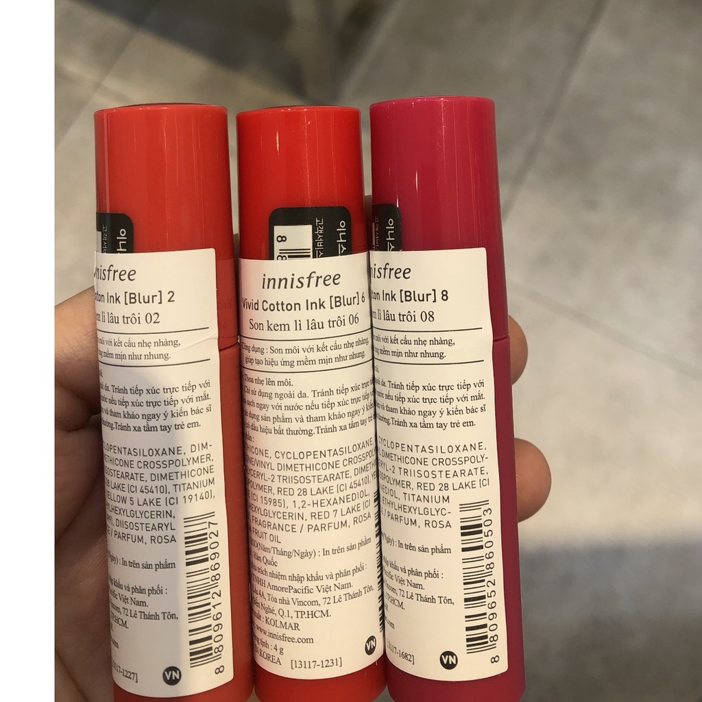 Son tint lì mềm mượt innisfree Vivid Cotton Ink 4g mã 8,2,6 chính hãng tem phụ tiếng việt | BigBuy360 - bigbuy360.vn