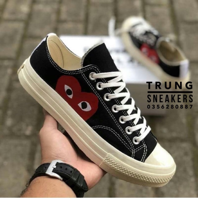 GIẦY THỂ THAO SNEAKER CV CDG ĐEN CỔ THẤP