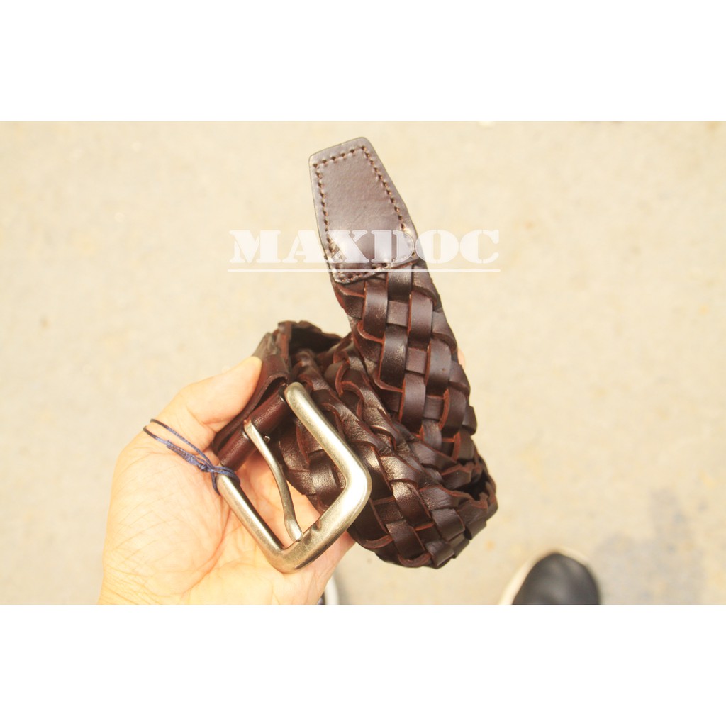 Dây lưng đan  da thật Dl21 chất liệu da bò dây có bản rộng 3,3 cm