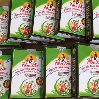 Dầu gội thảo dược đen tóc HOA ĐÀ.(hộp 3 gói 2 gói gội,1 gói xả)thiên thần đánh thức vẻ đepj mái tóc Việt
