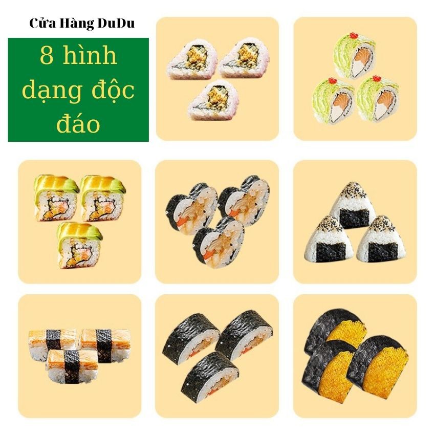 🌻 Bộ Khuôn Làm Kimbap Sushi 11 Món Nhựa Cao Cấp [HOÀN XU] Dụng Cụ Làm Cơm Cuộn Rong Biển An Toàn Sức Khoẻ NC5050 🌻