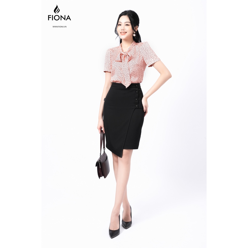 Sơmi nữ dáng suông cổ thắt nơ, tay bồng FIONA F551209