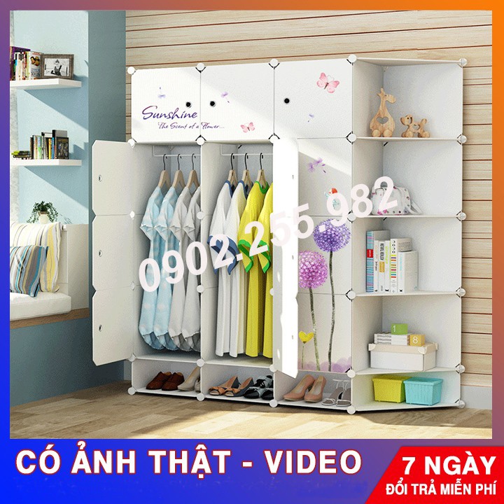 [RẺ NHẤT SHOPEE] TỦ NHỰA LẮP GHÉP 16 Ô + 4 GIÀY THÂN HỒNG - CỬA MẶT CƯỜI NGỘ NGHĨNH ĐỂ ĐỒ ĐA NĂNG THÔNG MINH sâu 47cm