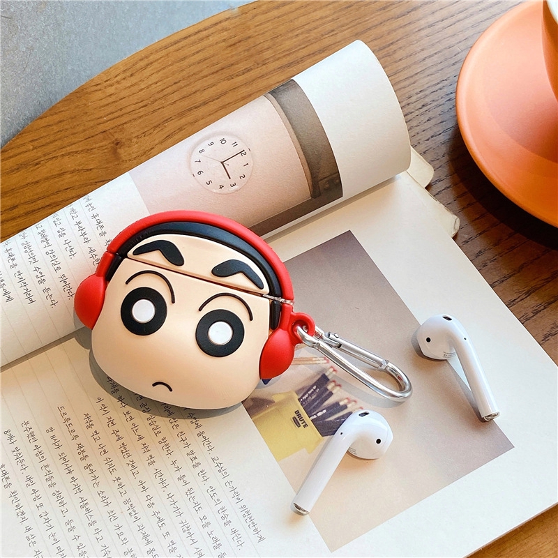 Vỏ bảo vệ hộp sạc tai nghe AirPods1 / 2 chống trượt chống rơi hình cậu bé bút chì dễ thương