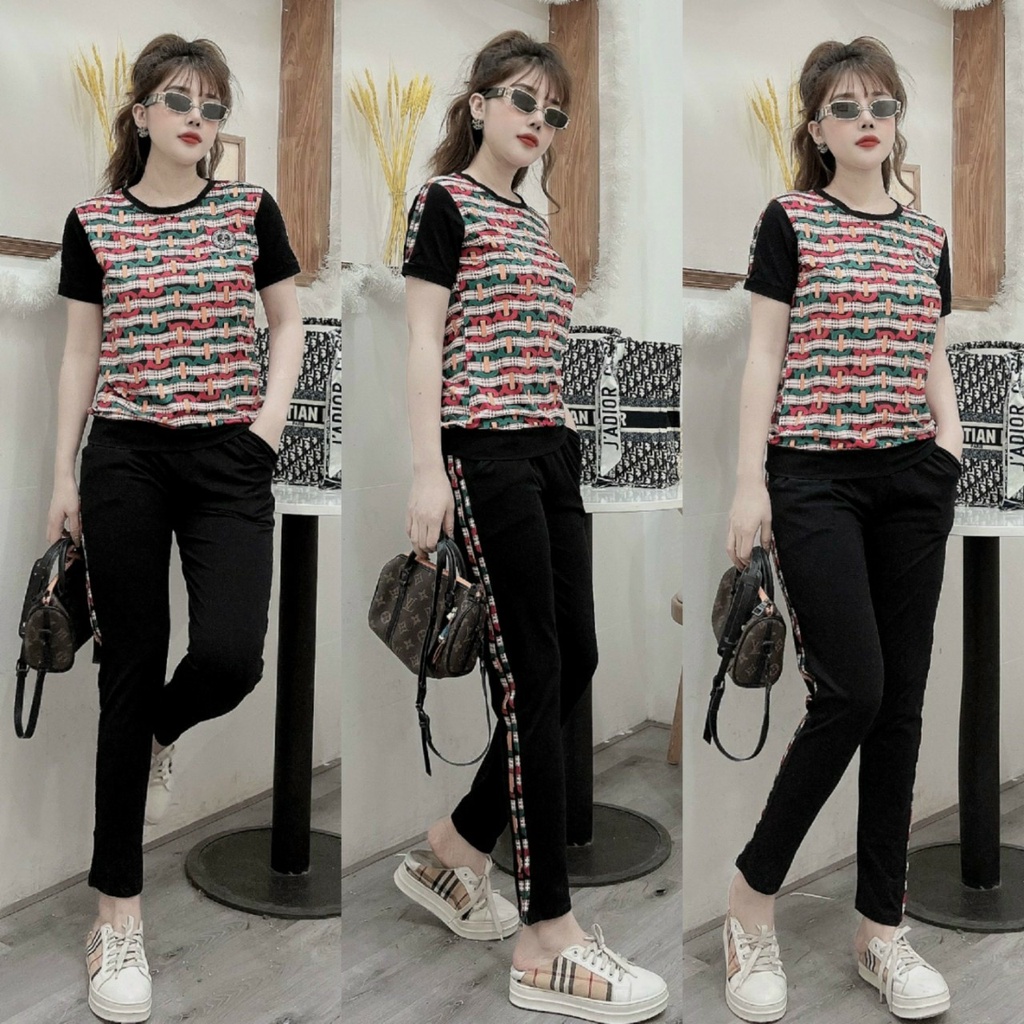 Bộ thun thể thao họa tiết mắc xích in 3D