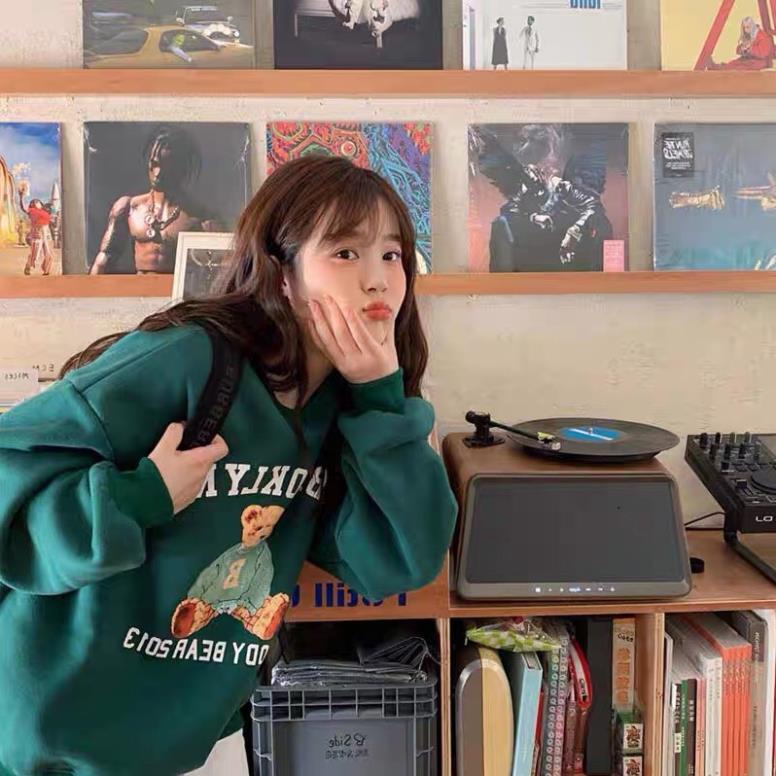 Áo thun Sweat nỉ bông GẤU form rộng freesize chất nỉ cotton áo nỉ cổ tròn dài tay nam nữ ulzzang giá rẻ