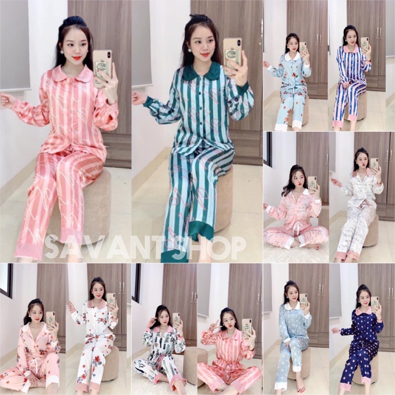 [ MẪU MỚI SIÊU HOT ] Pijama Lụa Satin Cổ Sen Tay Phồng Cổ Điển Sang Chảnh 🌸🌸🌸