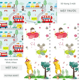 Thảm trải sàn xốp XPE 2 mặt phủ Silicone Hàn Quốc mẫu đẹp chống thấm tuyệt đối, chống ngã, cho bé tập bò kèm túi 1m8- 2m