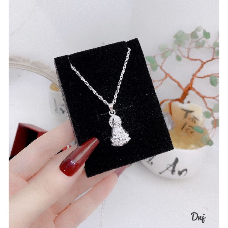 DÂY CHUYỀN MẶT PHẬT BÀ QUAN ÂM BẠC TA MAY MẮN BÌNH AN
