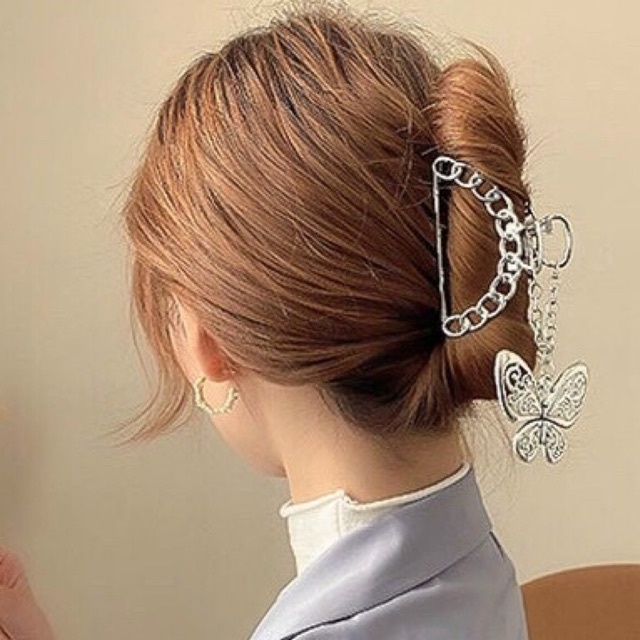 Kẹp tóc kim loại hình bướm phong cách Hàn Quốc